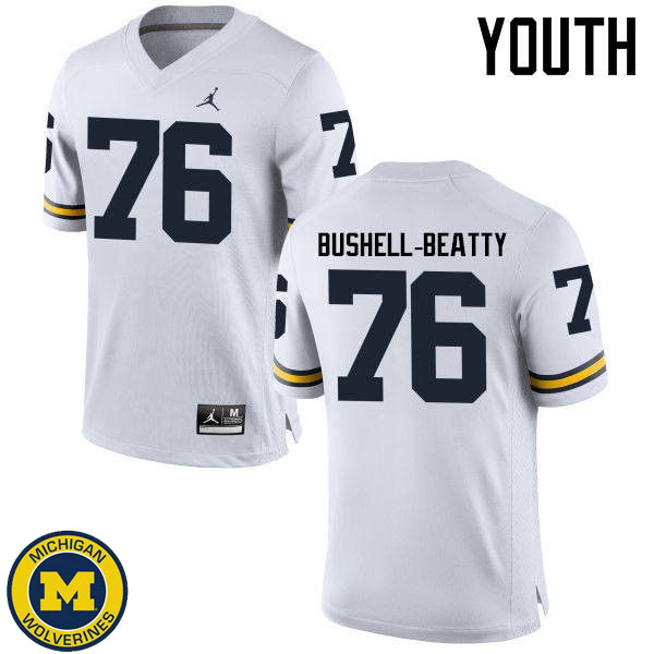 Youth Michigan Wolverines #76 Juwann Bushell-Beatty White Fashion Jersey